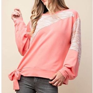 New Embroidered patch balloon sleeve boho bow top